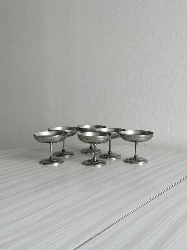 6 coupelles sur pied en inox