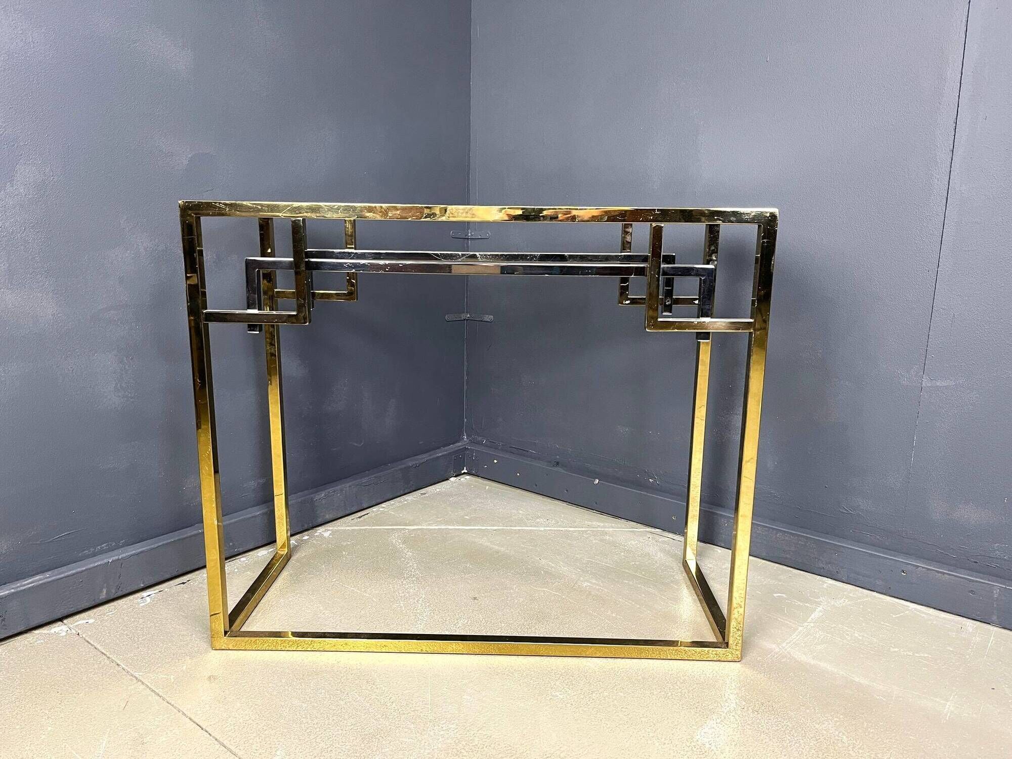 Console vintage en laiton et chrome par Belgochrom, années 1970