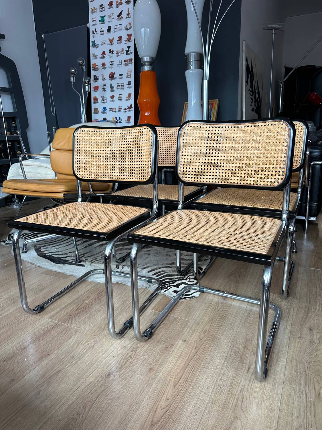 4 Cesca B32 chairs by Marcel Breuer