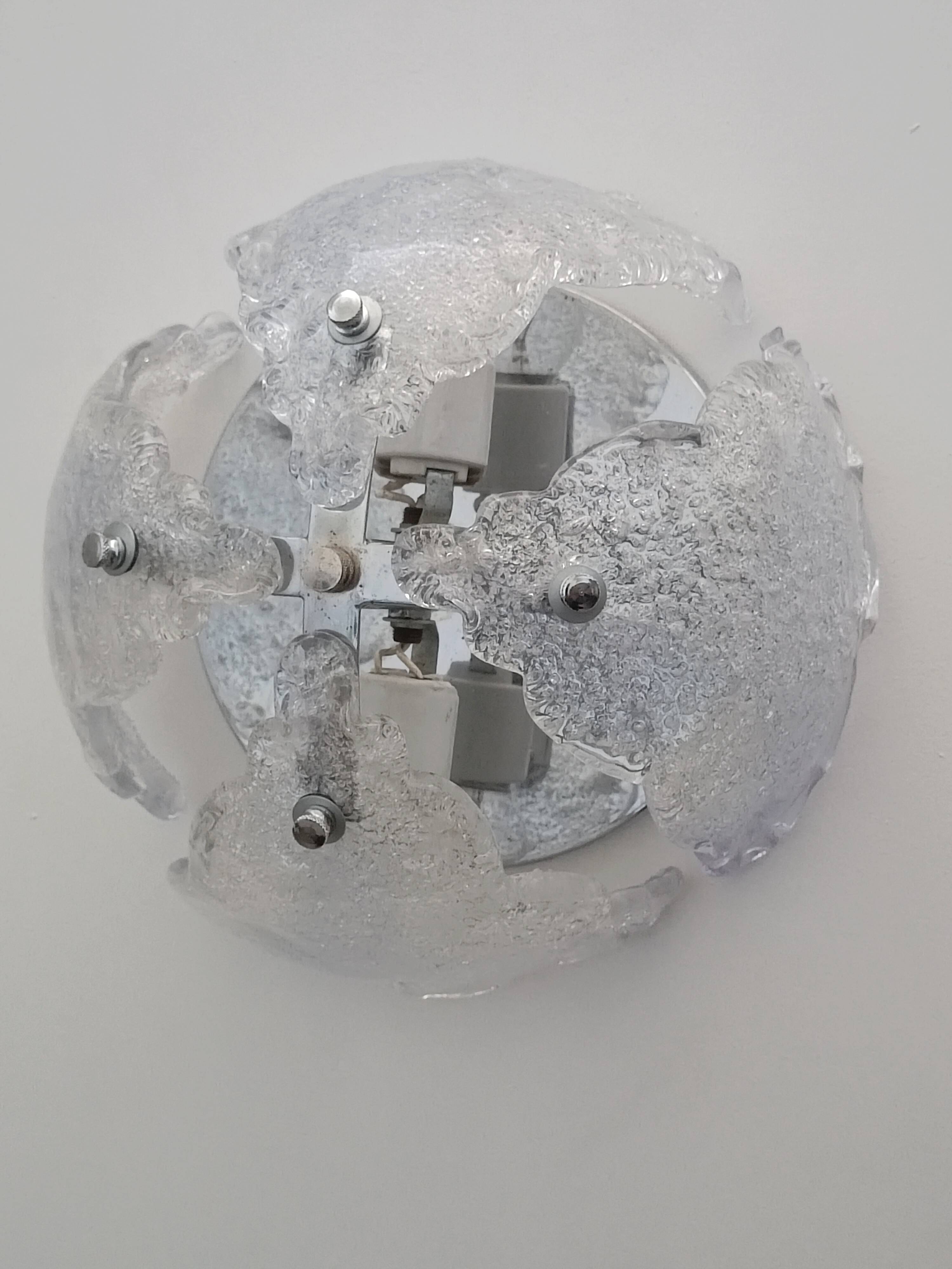 Murano ice glass wall light 1970s
