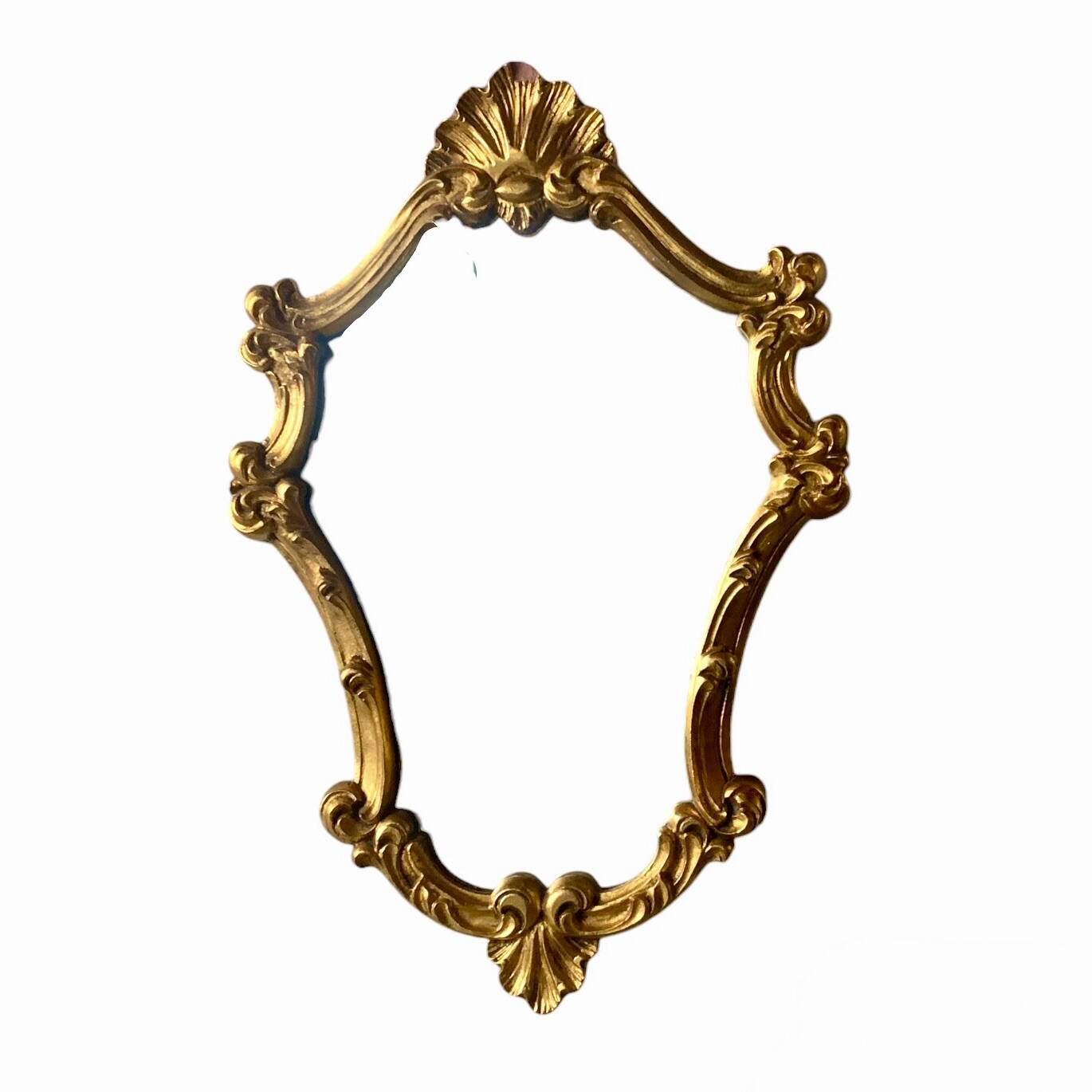 Vintage wall mirror in gold plaster - rococo style