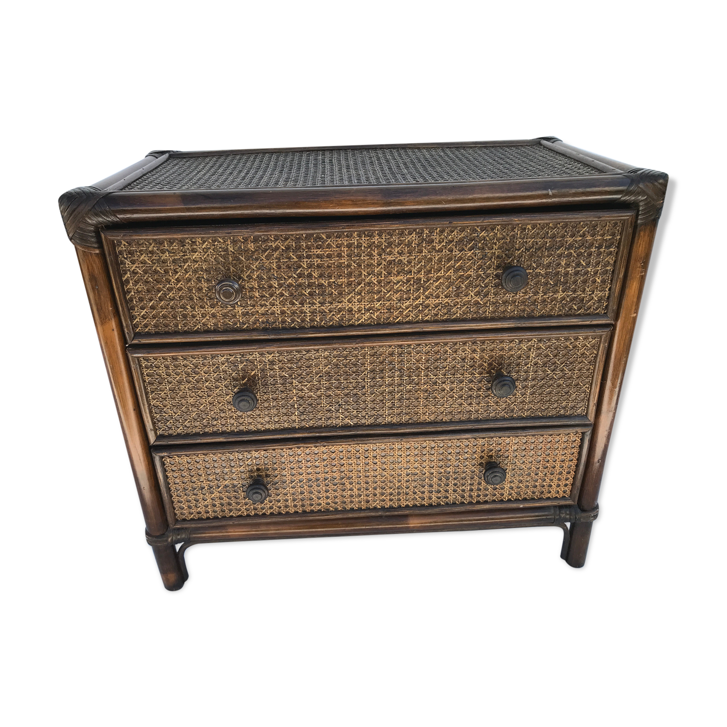 Rattan chest of drawers and canning 60s-70s