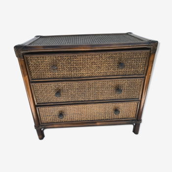 Rattan chest of drawers and canning 60s-70s