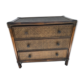 Commode en rotin et cannage années 60-70