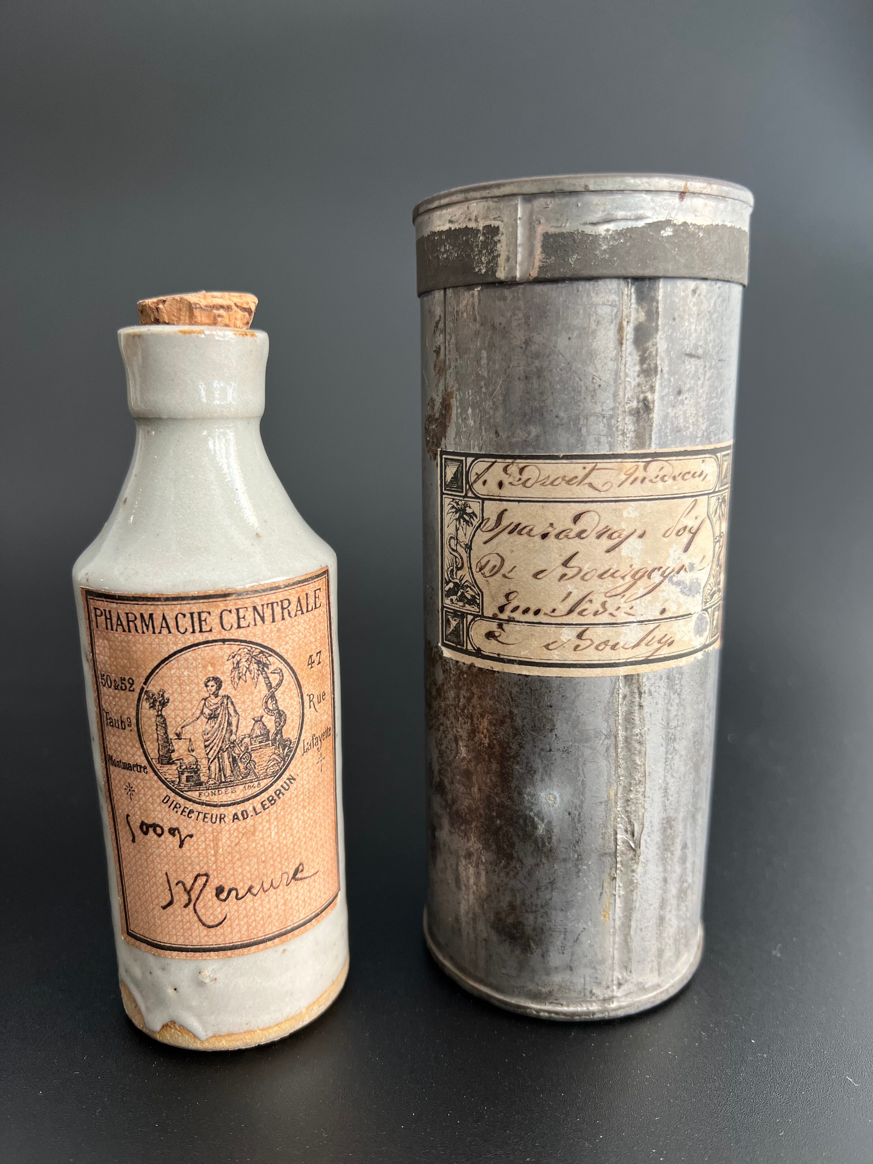RARE Mercury stoneware pharmacy bottle