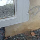 Antique Louis XV style mirror in solid oak with grey patina, 131cm.