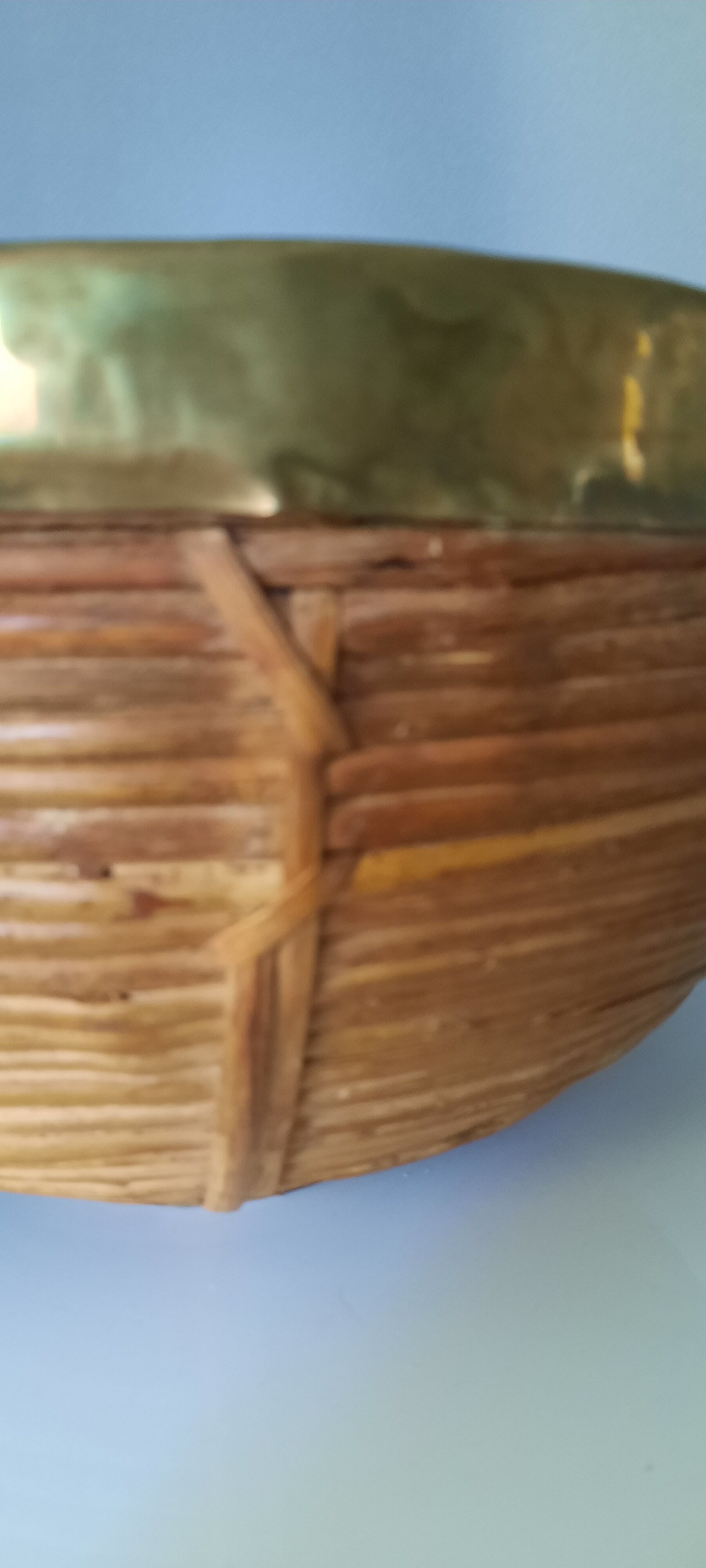 Rattan and brass basket