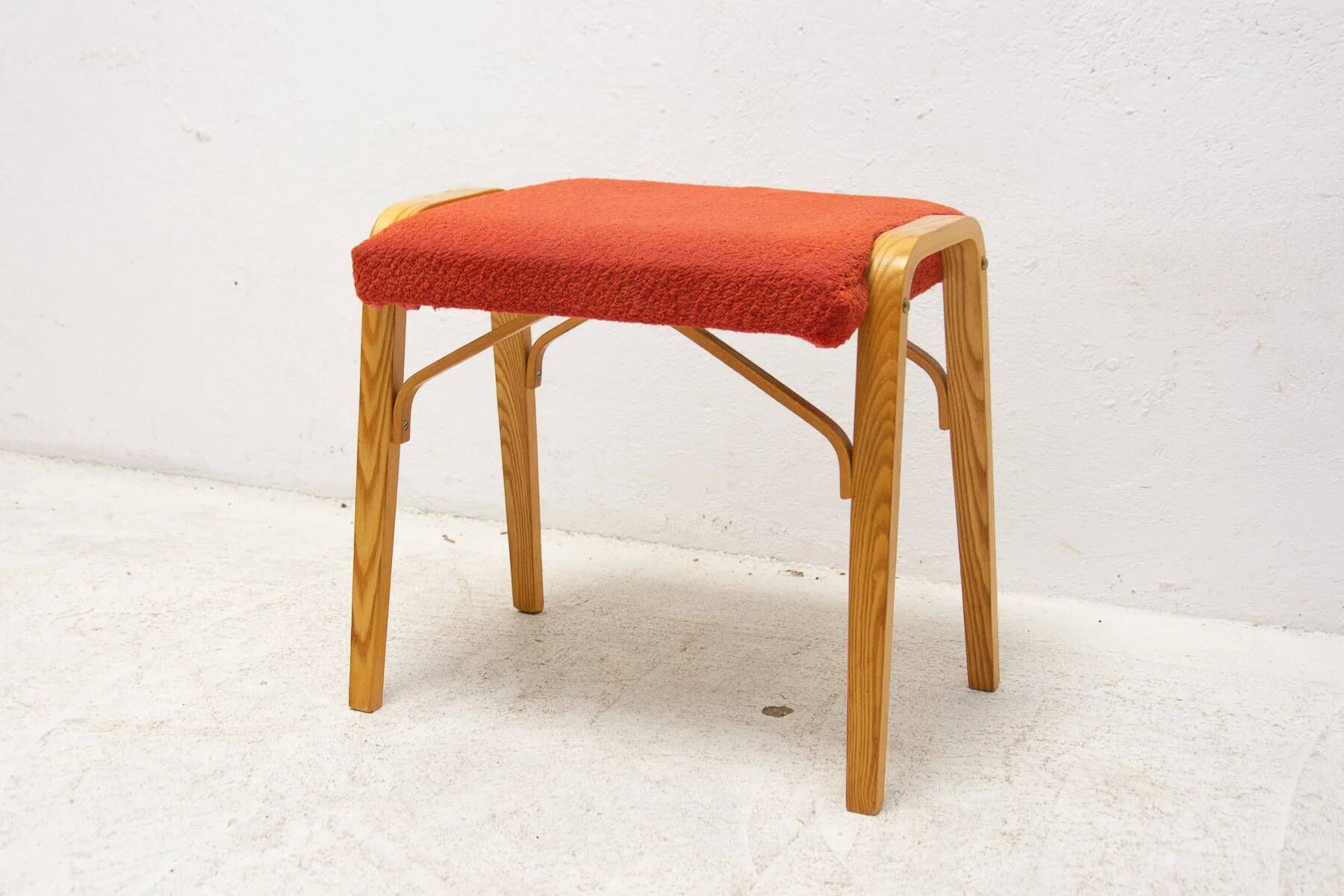 Mid-century bentwood stool by Dřevopodnik Holešov, wooden seating, 1970s