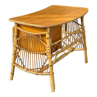 Ensemble bureau et chaise vintage en bambou 1960