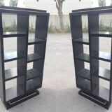 Pair of black lacquered bookcases