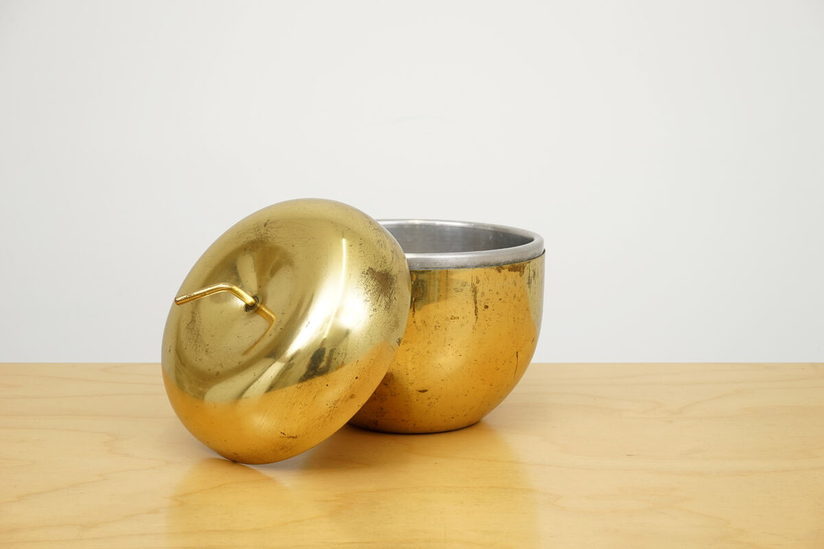 Seau à glace en laiton de Ettore Sottsass pour Rinovel circa 1950