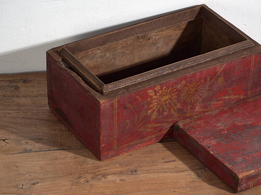 Small ancient garnet red chest (c.1900) #43