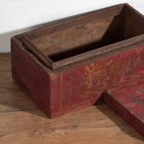 Small ancient garnet red chest (c.1900) #43