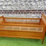 Bed wood and rattan 1960