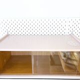 Pink glass wall bookcase, 1960
