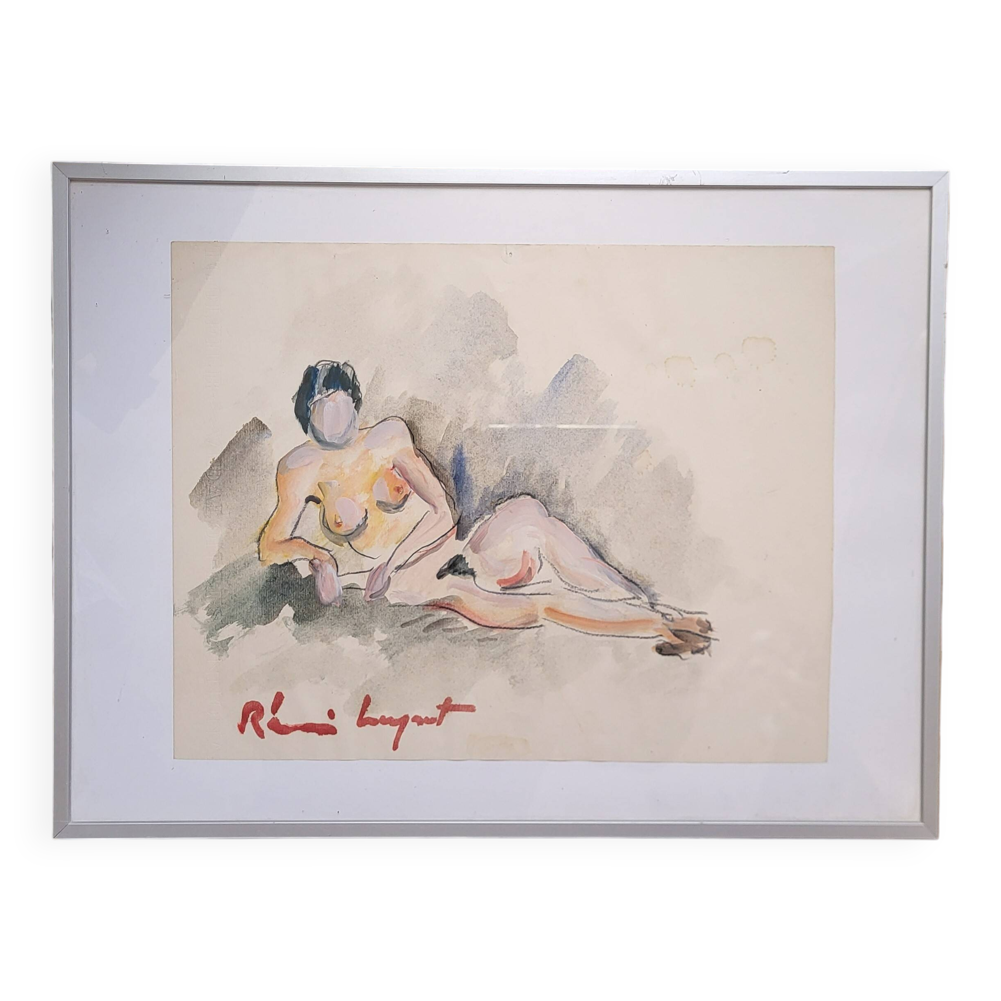 Watercolor "Nude Woman" by Rémi Leyrat