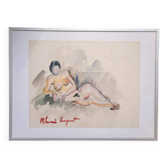 Watercolor "Nude Woman" by Rémi Leyrat