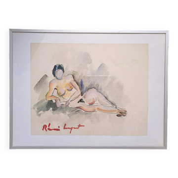 Watercolor "Nude Woman" by Rémi Leyrat