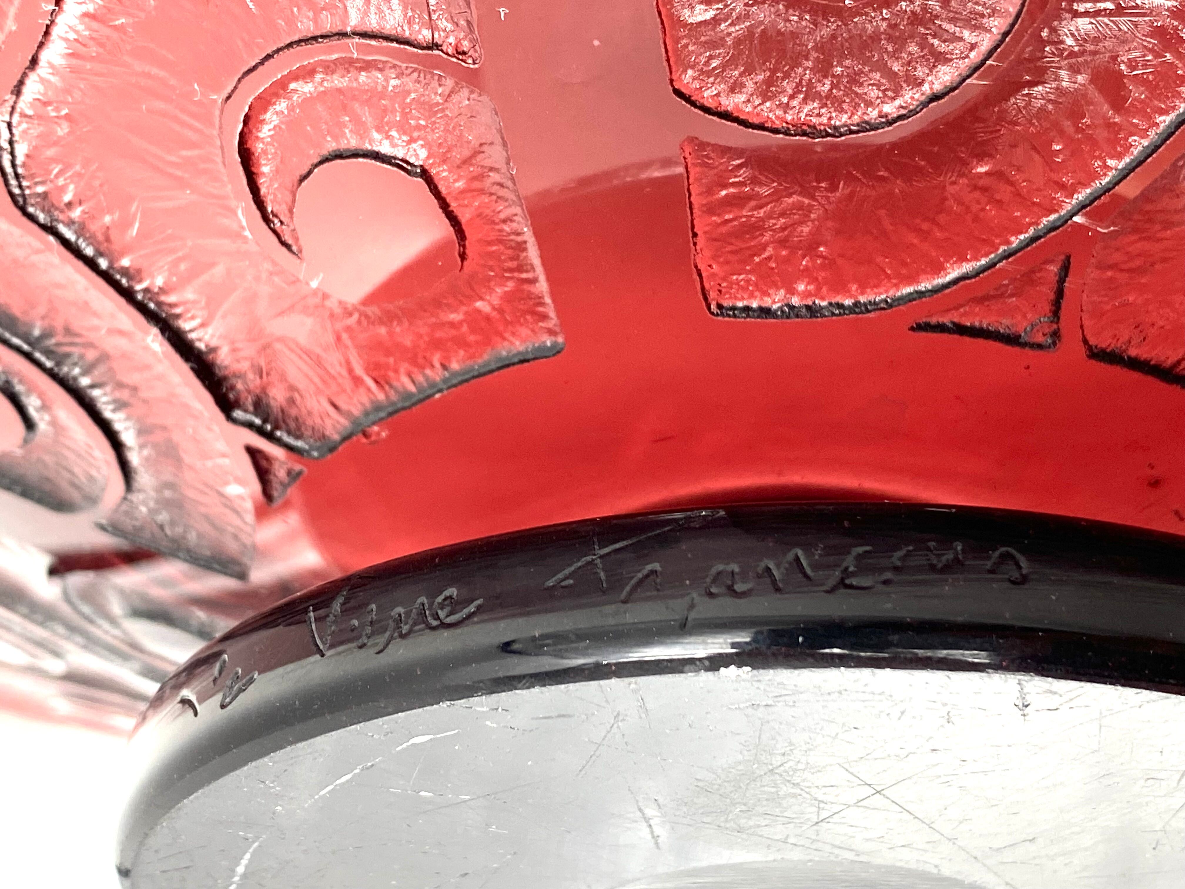 Art deco violet glass centerpiece, Le Verre Francais, Charles Schneider, France, 1930s