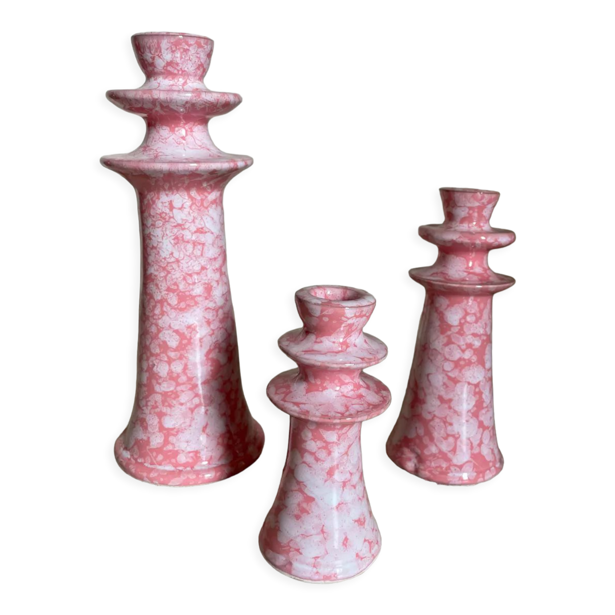 Set of ceramic candle holders tamegroute pink