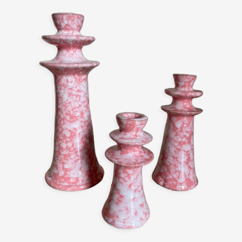 Set de bougeoirs en céramique tamegroute rose