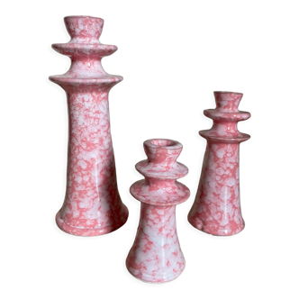 Set of ceramic candle holders tamegroute pink