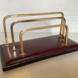 Mail rack brass garnet leather ILG Belgium