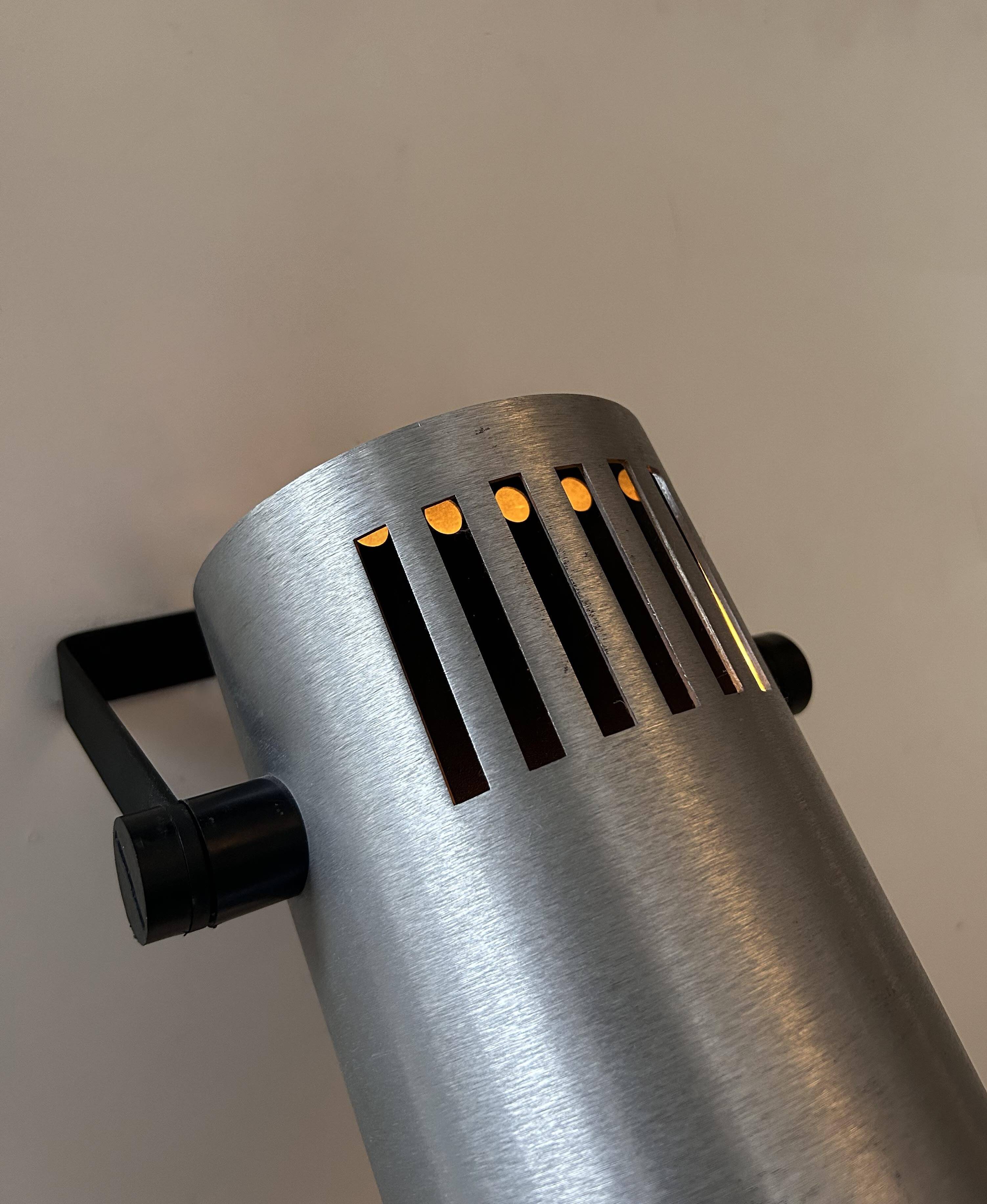 Pair of adjustable wall lights, brushed metal, France 1970