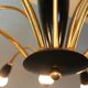 Italian Black and brass 12 arm Spider Chandelier  1950s