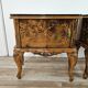 1950s Chippendale bedside tables with black glass