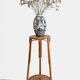 Table d'appoint, support à plante en bois, bambou et roseau, années 1960