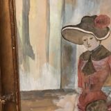 Grande Aquarelle Encadrée - Une Élégante - Signée période 1900