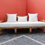 Mid-Century Rattan and Bamboo Canapé, Italy, 1960s