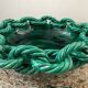 Large ceramic dish from Vallauris with green enamelled rope