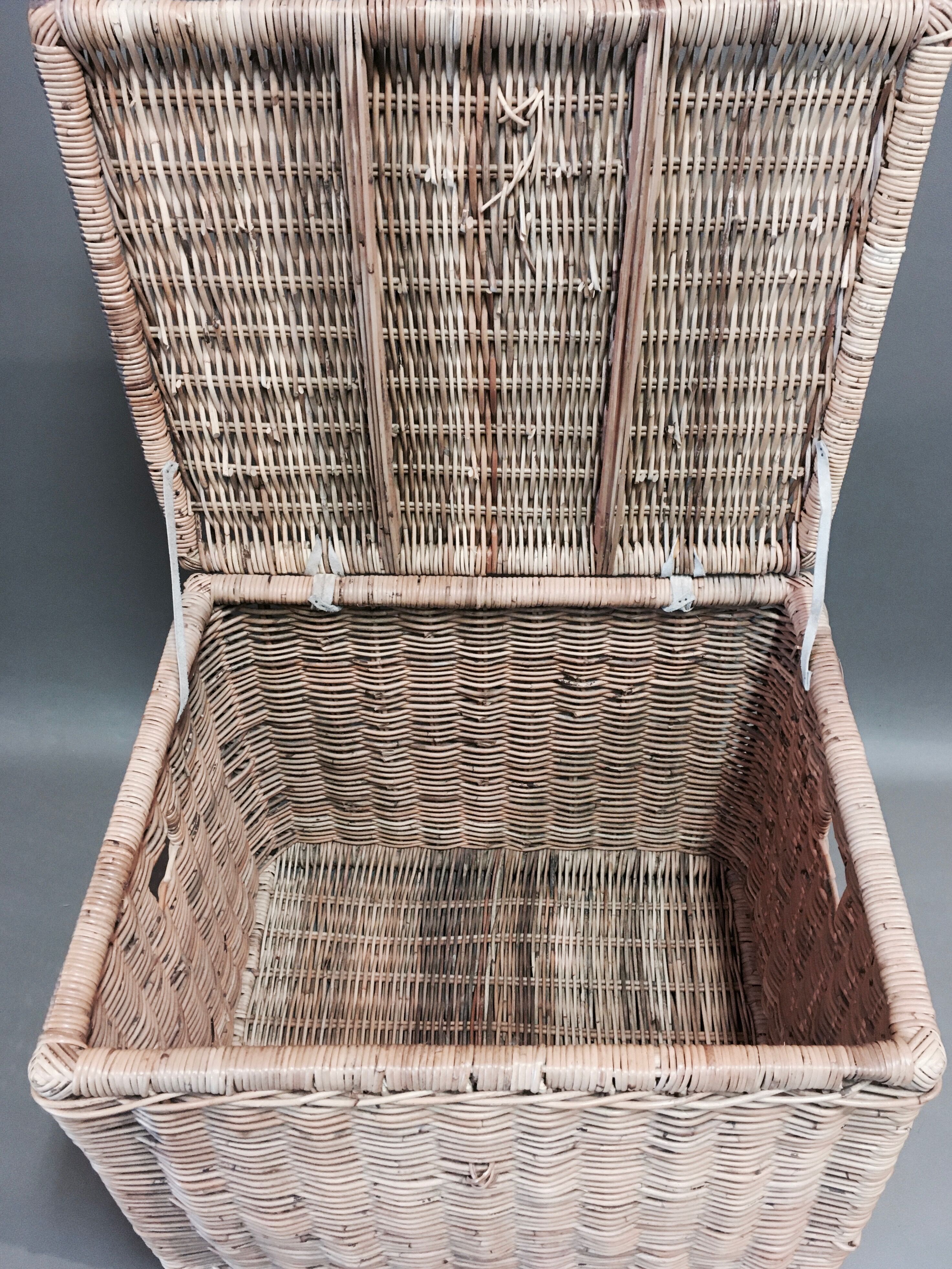 organic rattan and leather trunk