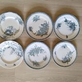 Set of 6 dinner plates in Terre de fer earthenware, blue color