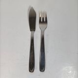 Service à poisson vintage 24 pièces avec coffret toile de Jouy – métal