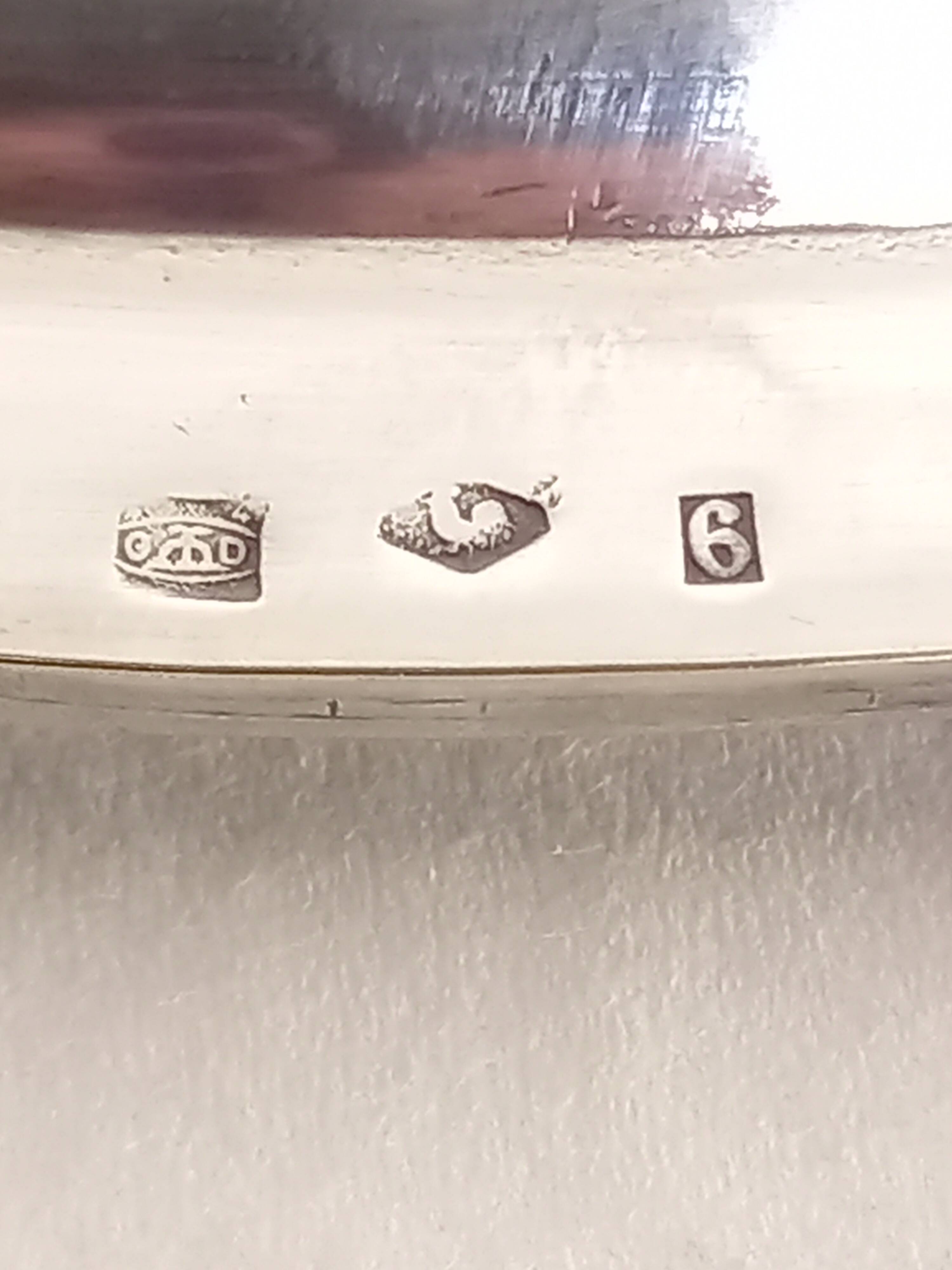 Silver Metal Liquor Set Consisting Of Six Stemmed Glasses On Their Tray