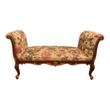 Banquette de style Louis XV en bois sculpté