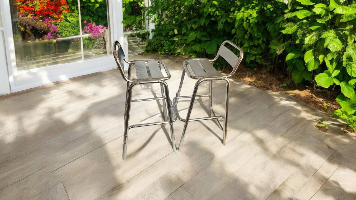 Pair of aluminum high chairs
