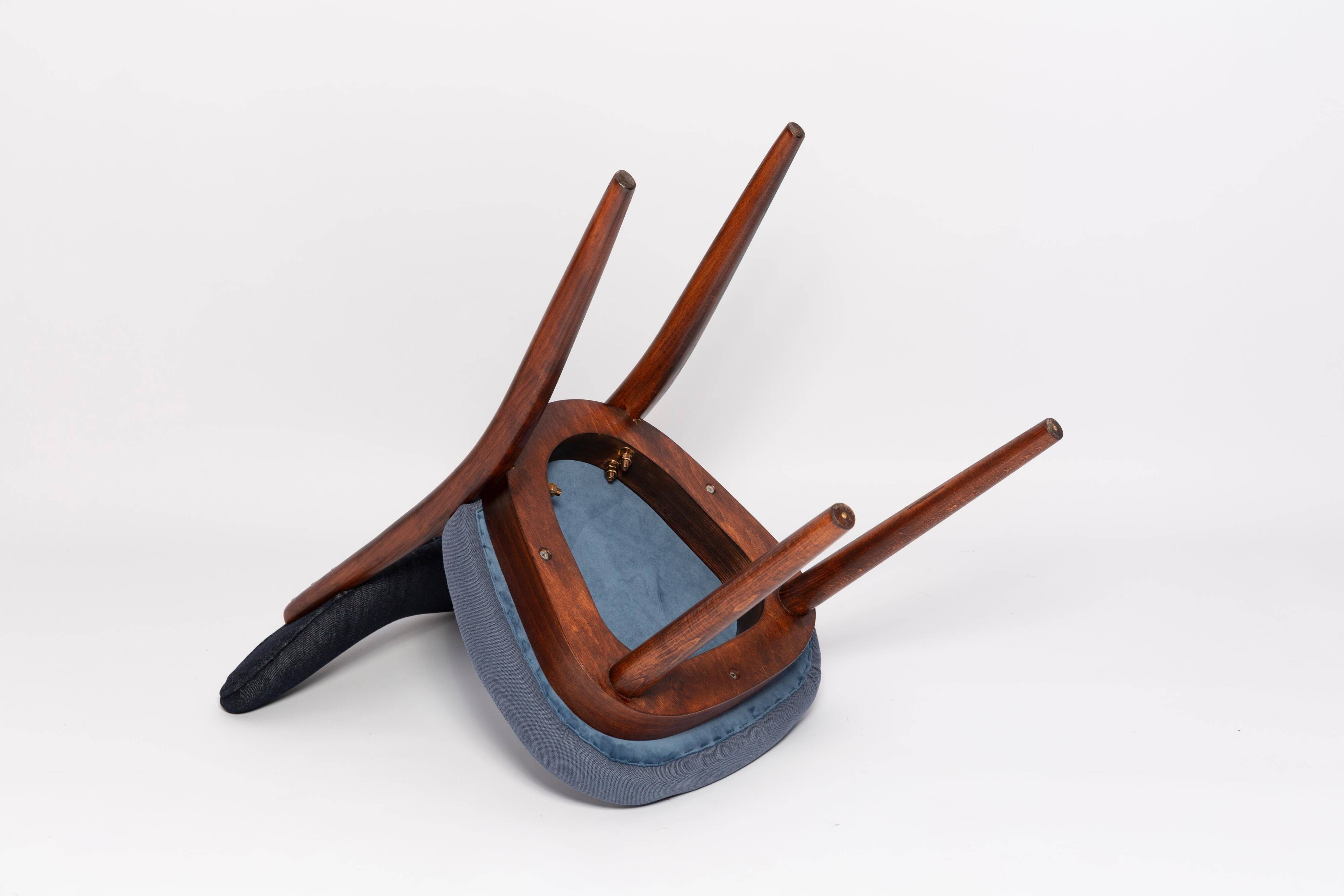 Mid-century dark blue denim armchair, Europe, 1960s