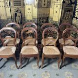 Suite of 8 Louis Philippe straw chairs