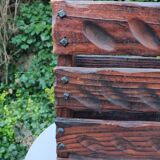 Brutalist pine magazine holder 1970