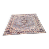 Beige and blue wool Persian rug with a velvet effect, 170x240cm.