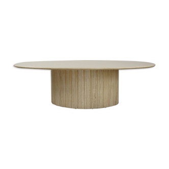 Oval coffee table in italian design travertine from the 70s