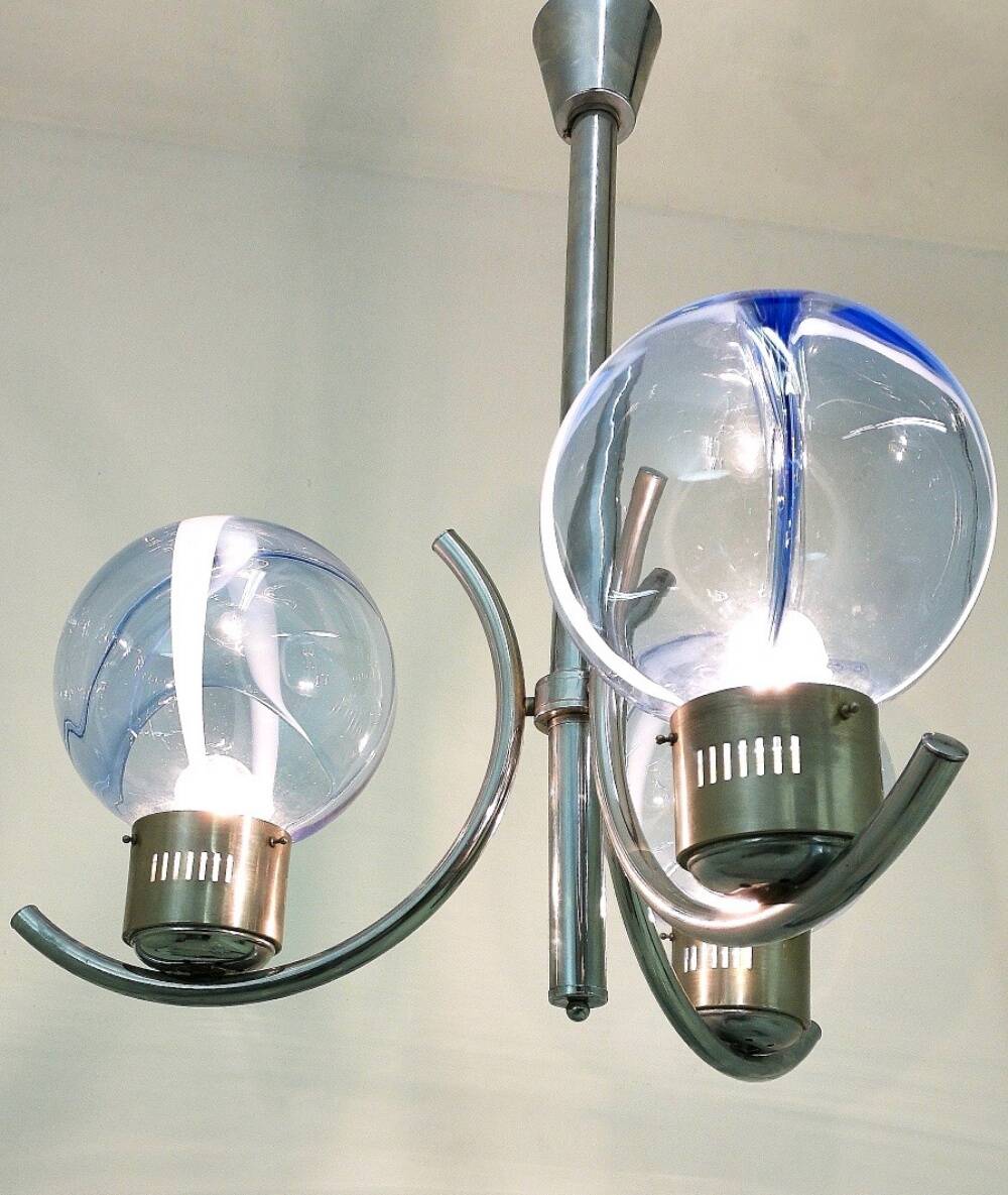 Light Blue Murano Glass Mod "Membrana" Chandelier by Toni Zuccheri