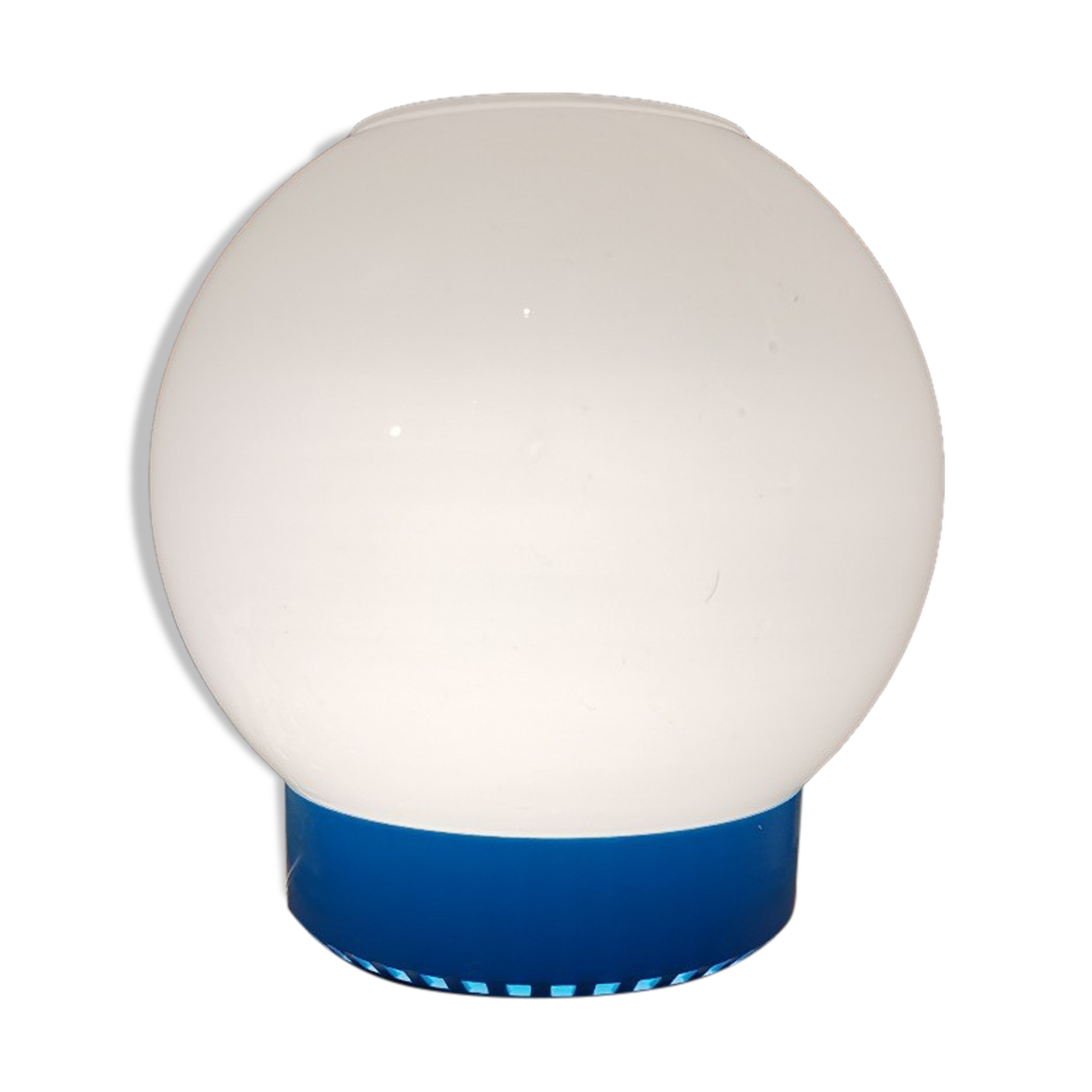 Table lamp vintage 70s plastic blue globe white opaline white
