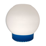 Table lamp vintage 70s plastic blue globe white opaline white