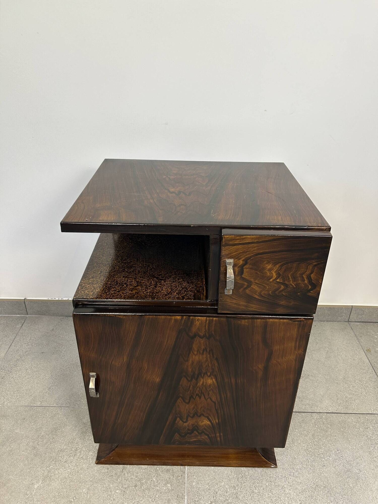 Art Deco metal bedside table