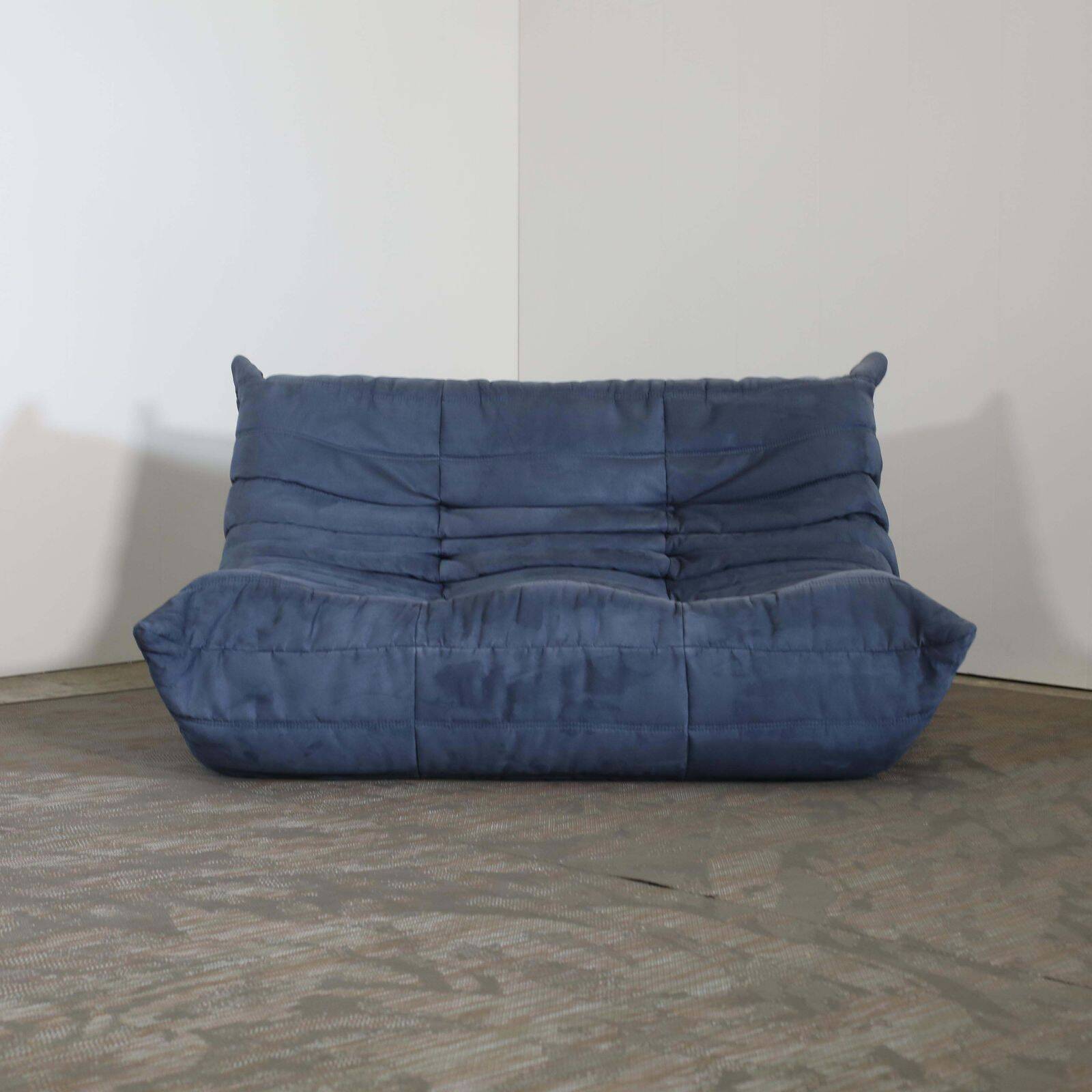 Ligne Roset two-seater blue Togo sofa by Michel Ducaroy